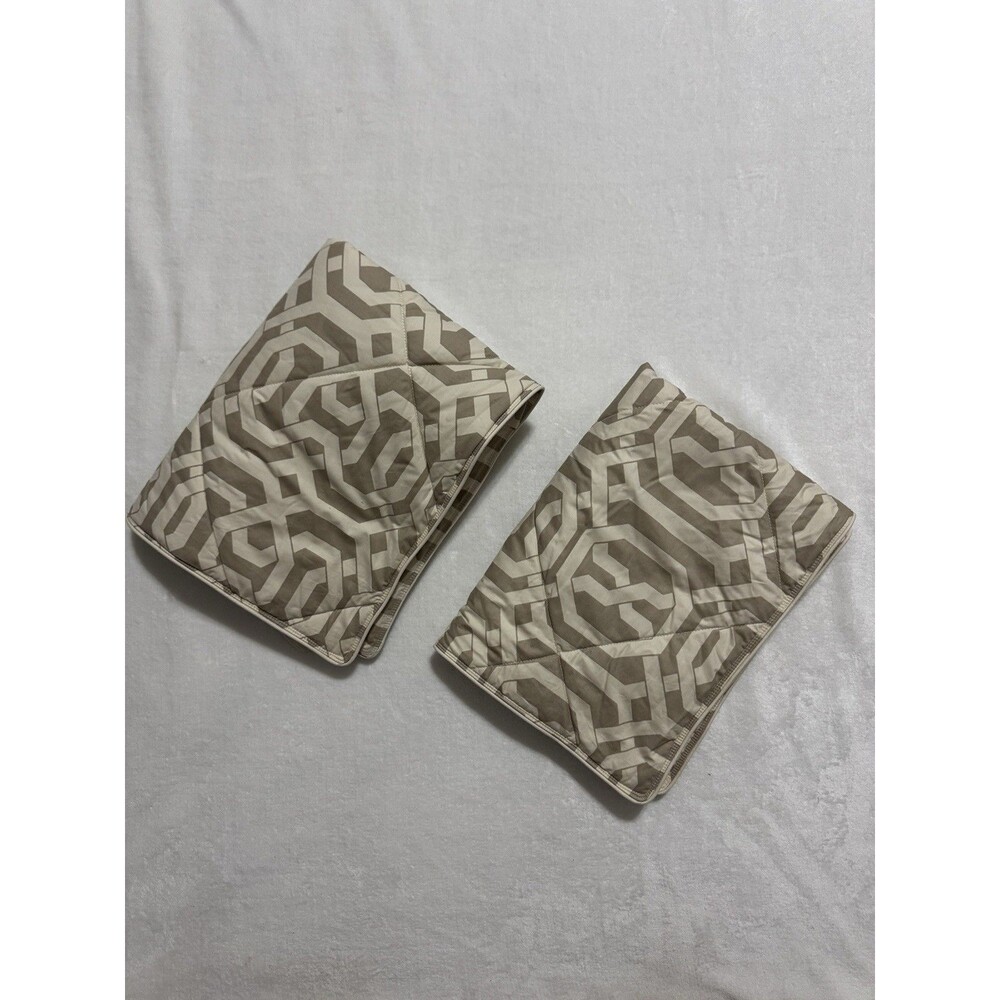 Pottery Barn Terri Trellis Sham Standard Cotton Tan Coastal Neutral Set of 2